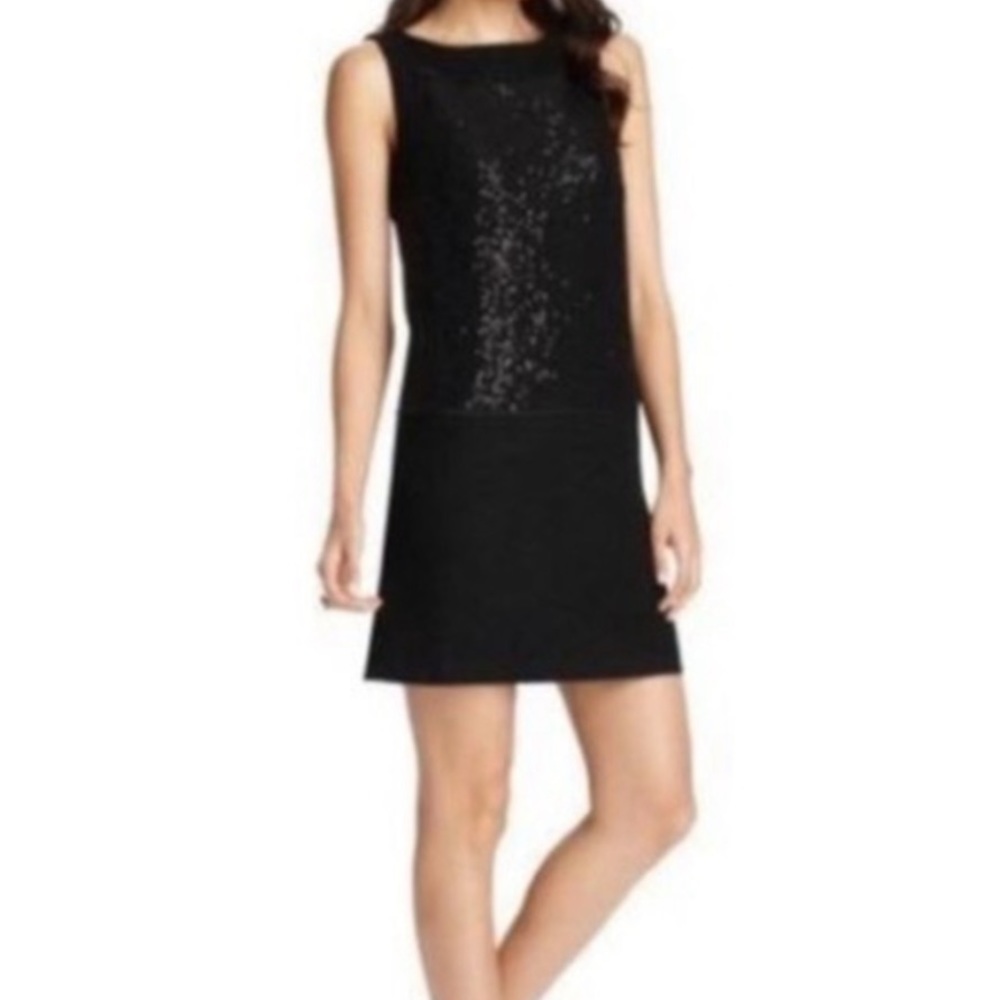 Loft Black Sequin Wool Dress 4